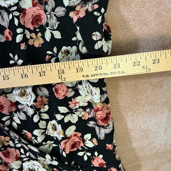 Floral  Dress - Black with flower design wrap around look - Picture 5 of 6